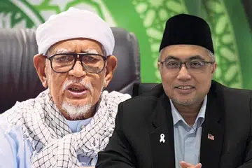 Pengerusi Biro Pemahaman dan Pemantapan Agama Parti Keadilan Rakyat (PKR), Encik Amidi Abdul Manan (kanan), membidas Presiden Parti Islam SeMalaysia (PAS), Tan Sri Abdul Hadi Awang, yang dilihat cuba mengelirukan rakyat mengenai harga minyak ketika Timur Tengah tegang dengan konflik Amerika Syarikat-Iran.