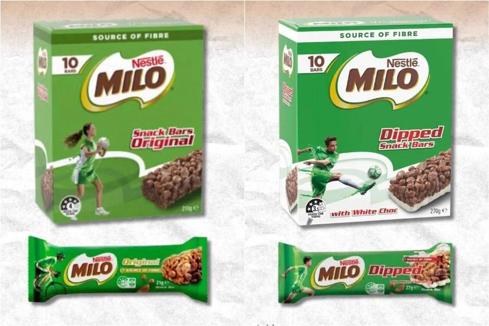 Produk yang terjejas dengan langkah tersebut ialah Nestle Milo Snack Bar versi biasa (kiri) dan bersalut. 