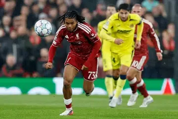 Pemain sayap Liverpool, Rio Ngumoha, beraksi dalam perlawanan Liga Juara-Juara Kesatuan Persatuan Bola Sepak Eropah (Uefa) menentang Villarreal di Anfield, Liverpool, Britain, pada 20 Oktober 2026.
