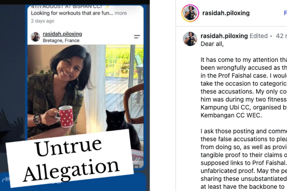 Pada 27 Julai, Cik Rasidah Caudal memuat naik hantaran di Facebook dan Instagram bagi menafikan dakwaan yang mengaitkan dirinya dengan peletakan jawatan Dr Muhammad Faishal Ibrahim.