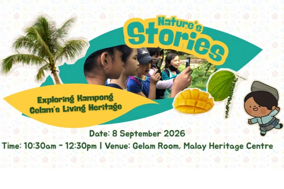‘Nature’s Stories: Exploring Kampong Gelam’s Living Heritage’ akan membawa kanak-kanak meneroka tumbuhan yang terdapat di sekitar kawasan Taman Warisan Melayu (TWM) yang telah lama menjadi sebahagian daripada kehidupan seharian, tradisi dan amalan budaya masyarakat di sana.