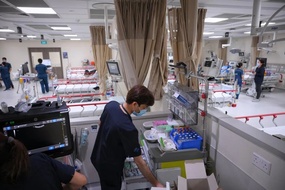 Ruang jabatan kecemasan di Woodlands Health.