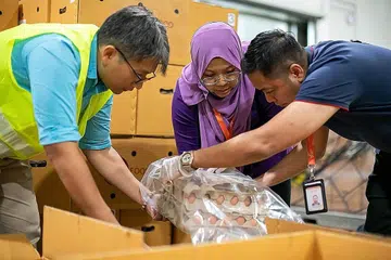 LUASKAN RANTAIAN BEKALAN: Sebuah pesawat kargo Singapore Airlines (SIA) membawa masuk 300,000 biji telur dari Thailand pada 19 Mac 2020. Singapura dapat meningkatkan import telur dan bahan makanan semasa pandemik Covid-19. - Foto fail