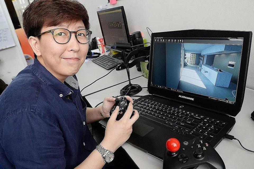 PERMAINAN HIAS RUMAH: Penuntut jurusan animasi dari Mages Institute of Excellence, Cik Sefrina Arifin, mendapat peluang mencipta beberapa jenis permainan serius dan kasual semasa pengajiannya. Gambar komputer menunjukkan sejenis permainan serius, 'Riviera', yang membantu pelanggan menghasilkan hiasan dalaman rumah mereka. - Foto JOHARI RAHMAT