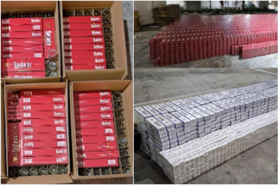 Pegawai ICA menemui 13,035 karton serta 9,768 paket rokok yang disembunyikan di dalam sebuah kotak kadbod berisi balang kaca.