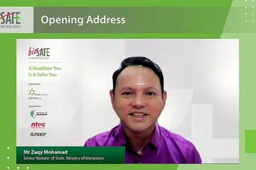 "Keadaan kerja yang lebih selamat hanya dapat dicapai apabila majikan dan para pekerja berpegang kepada keselamatan dan kesihatan di tempat  kerja mereka sendiri."' - Encik Zaqy Mohamad, Menteri Negara Kanan (Tenaga Manusia)