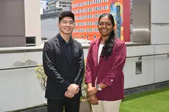 Pelajar SMU, Timothy Lua Wei Sheng, 28 tahun (kiri) dan Sivakami Arunachalam, 23 tahun, akan menamatkan pengajian pada akhir April.
