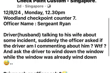 Pemandu membuat hantaran di laman Facebook ‘Complaint Singapore’ dan berkongsi beberapa gambar dan video pegawai bertugas 