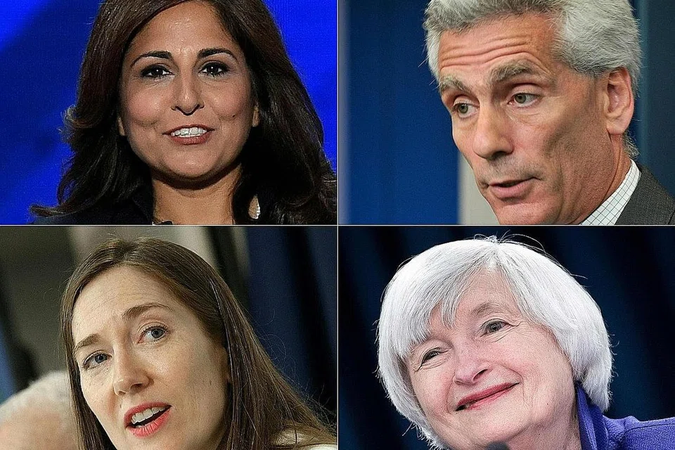 WAJAH KARYAWAN PILIHAN PRESIDEN DIPILIH: (Ikut putaran jam, dari kiri) Cik Neera Tanden dicalon untuk mengetuai Pejabat Pengurusan dan Belanjawan; Encik Jared Bernstein, sebagai anggota penasihat majlis ekonomi; Cik Janet Yellen, sebagai calon Setiausaha Perbendaharaan; dan, Cik Heather Boushey sebagai anggota penasihat majlis ekonomi. - Foto AFP