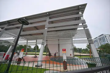 Kemudahan sukan di sebelah Blok 508C Wellington Circle di Sembawang dibuka pada September 2022.