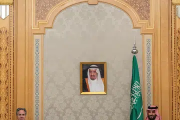 Setiausaha Negara Amerika Syarikat, Encik Antony Blinken, bertemu Putera Mahkota Arab Saudi, Mohammed bin Salman di Istana,  Al Yamamah, di Riyadh pada 29 April 2024.