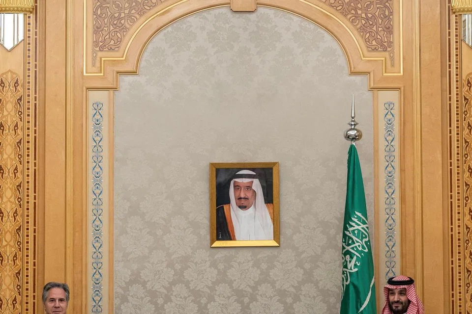 Setiausaha Negara Amerika Syarikat, Encik Antony Blinken, bertemu Putera Mahkota Arab Saudi, Mohammed bin Salman di Istana,  Al Yamamah, di Riyadh pada 29 April 2024.