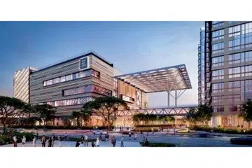 CIRI MELAYU DITERAPKAN: Seni bina Paya Lebar Quarter mendapat inspirasi hasil tenunan songket. - Foto LENDLEASE