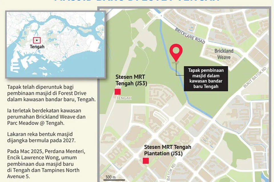 Masjid terbaru di estet Tengah berdekatan dengan kawasan perumahan Brickland Weave dan Parc Meadow @ Tengah. 