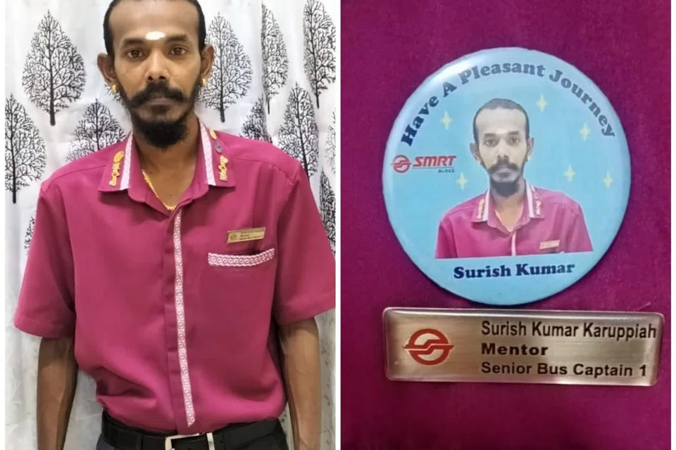 KHIDMAT TANPA BALASAN: Kapten Bas Kanan bersama SMRT, Encik Surish Kumar Karuppiah, memulangkan dompet Cik Iffah Aqilah Hasnul Bashri langsung ke rumahnya.