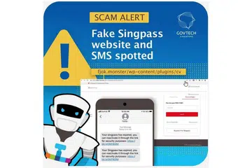 SATU PENIPUAN: SMS yang beritahu penerima bahawa akaun Singpass mereka telah luput dan perlu diaktifkan semula adalah satu penipuan. - Foto GOVTECH