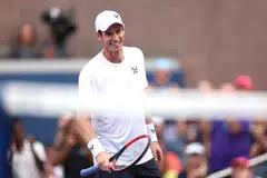 RAI KEMENANGAN: Andy Murray mengatasi halangan pembukaan Tenis Terbuka Amerika selepas menewaskan pemain Perancis, Corentin Moutet.