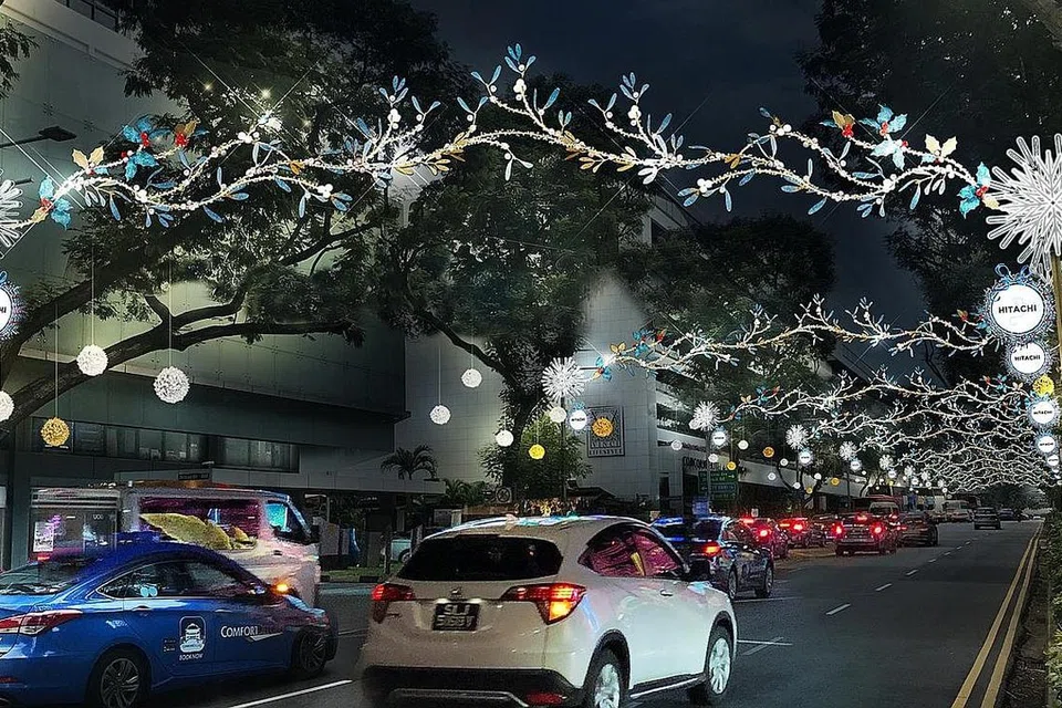 TRADISI 37 TAHUN DITERUSKAN: Sebuah lakaran artis memaparkan penyalaan Krismas di kawasan Orchard Road tahun ini, yang didedikasikan kepada pekerja barisan depan dalam usaha menangani koronavirus Covid-19. - Foto PERSATUAN PERNIAGAAN ORCHARD ROAD (Orba)