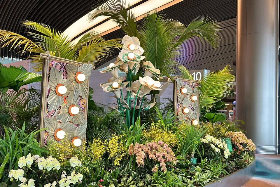 Paparan Hari Raya 2024 juga menggabungkan pelbagai pokok dan tanaman yang mempunyai nilai budaya penting termasuk daun pandan dan kelapa sawit. Gubahan bunga orkid kuning dan hijau juga sebahagian paparan tersebut.