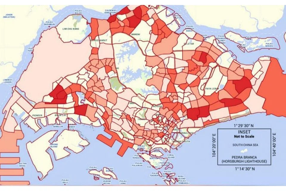 PANDUAN RANCANG PERGERAKAN: Peta yang diterbitkan Kementerian Kesihatan ini menunjukkan kawasan yang sering dikunjungi pesakit Covid-19 sepanjang beberapa hari lalu. Pasukan Bertindak Berbilang Kementerian (MTF) Covid-19 berharap ia dapat memberi panduan kepada orang ramai tentang pergerakan dan kegiatan mereka. - Foto COVIDSITREP.MOH.GOV.SG