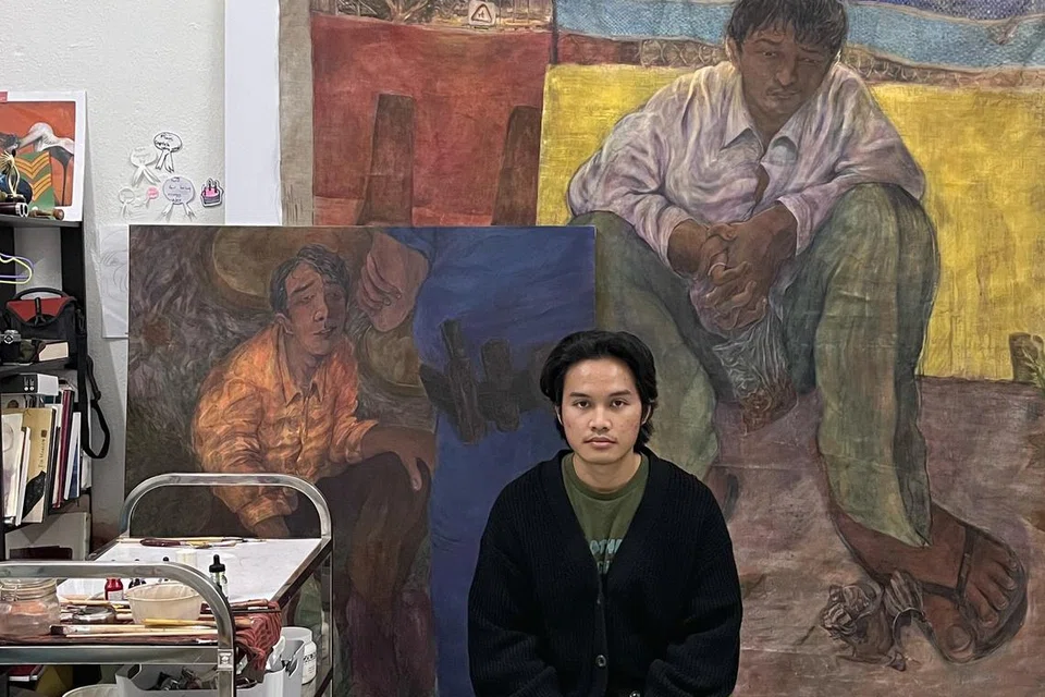 Pelukis anak watan Singapura, Faris Heizer, menyalurkan suara peribadi dengan memerhatikan masyarakat kontemporari dan struktur kerja kapitalisme lalu membawanya ke atas kanvas. 