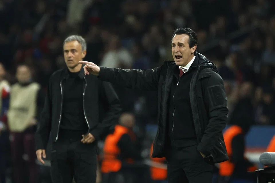 Pengurus Aston Villa, Unai Emery (kanan), yakin pasukannya mampu mengatasi PSG, kendalian Luis Enrique (kiri), pada perlawanan kedua suku akhir Liga Juara-Juara Eropah di Villa Park. 