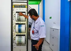 A seismograph system at a monitoring station in Darul Imarah, Aceh, which recorded a reading of 9.3 on the Richter scale during the Indian Ocean earthquake and tsunami on Dec 26, 2004.
