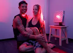 Luke Tan and Candice Chaignat have a home filled with health-focused devices, including red-light therapy panels.