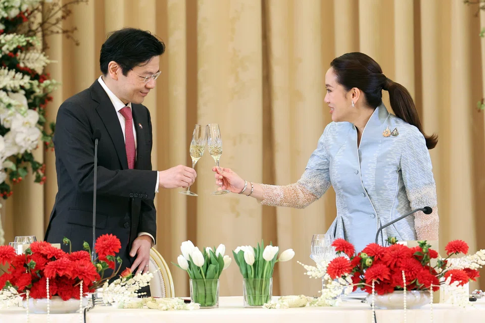 PM Wong and Thai leader Paetongtarn Shinawatra at an official lunch in Bangkok.