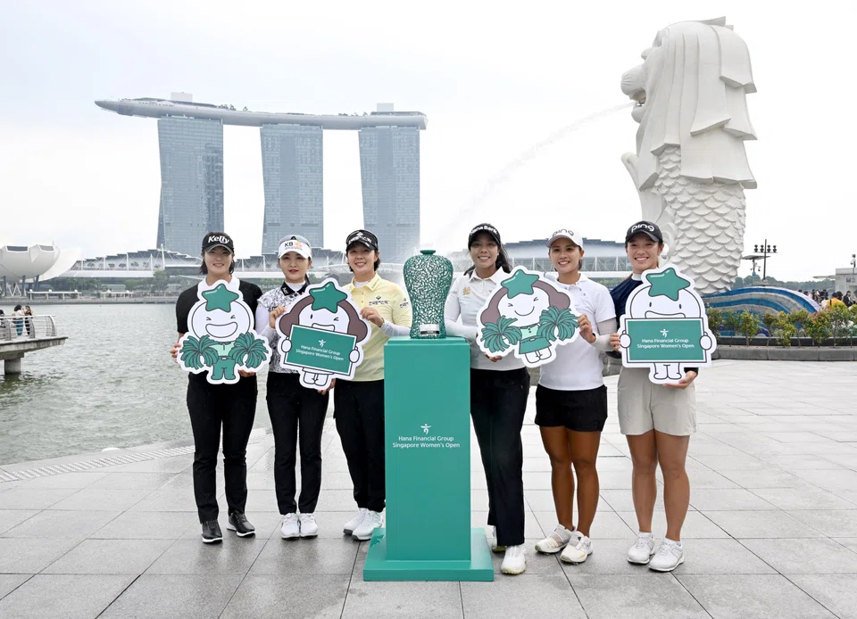 Among the 108 golfers in action at the Singapore Women's Open are (from left) Kim Minbyeol, Lee Yewon, Park Jiyoung, Patty Tavatanakit, Koh Sock Hwee and Ashley Lau.