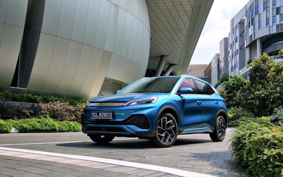 The BYD Atto 3's coquettishly slim front lamps create the impression of a dragon face.