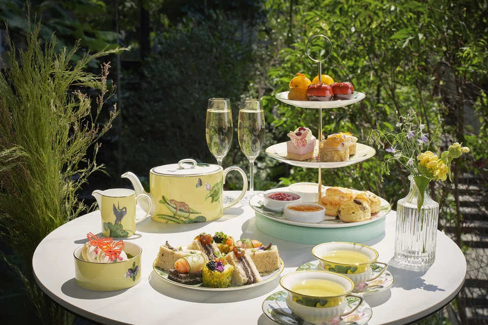 Afternoon tea at Florette served on Wedgwood china.