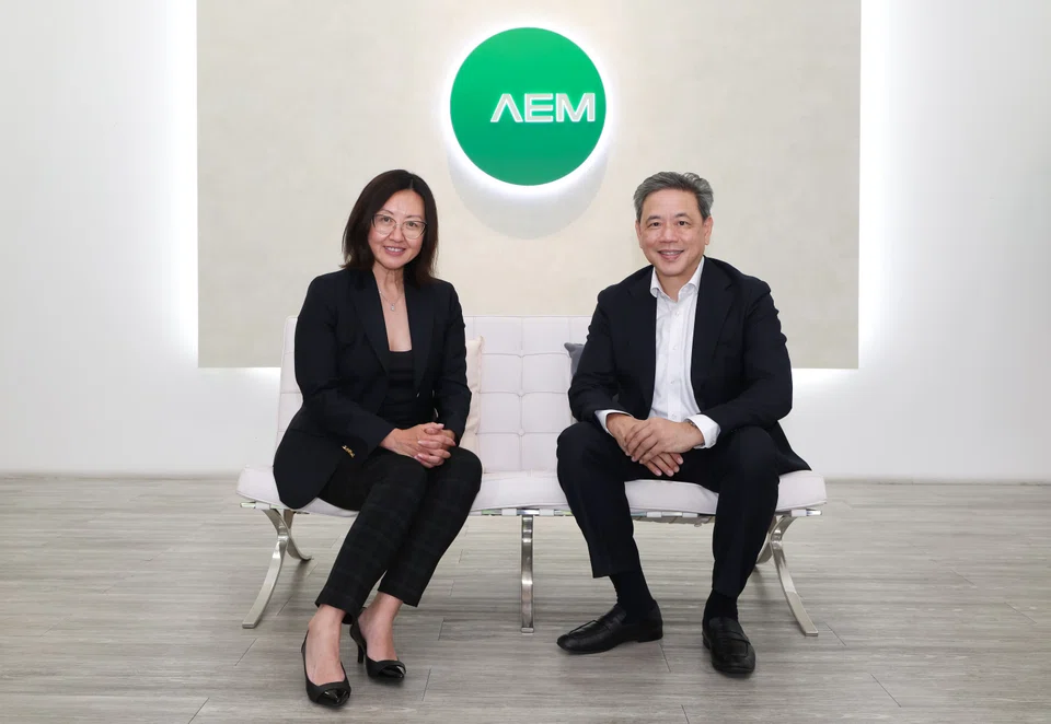 AEM chief executive Amy Leong (left) and non-executive chairman Loke Wai San. Leong says she will share more details about her vision for the company in November.