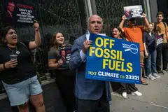 Demonstrators at a rally for climate action in New York last week. Non-climate positive outcomes around energy security and affordability, as well as the need to meet the surging power demands of AI, are increasingly shaping discussions on sustainability investing.