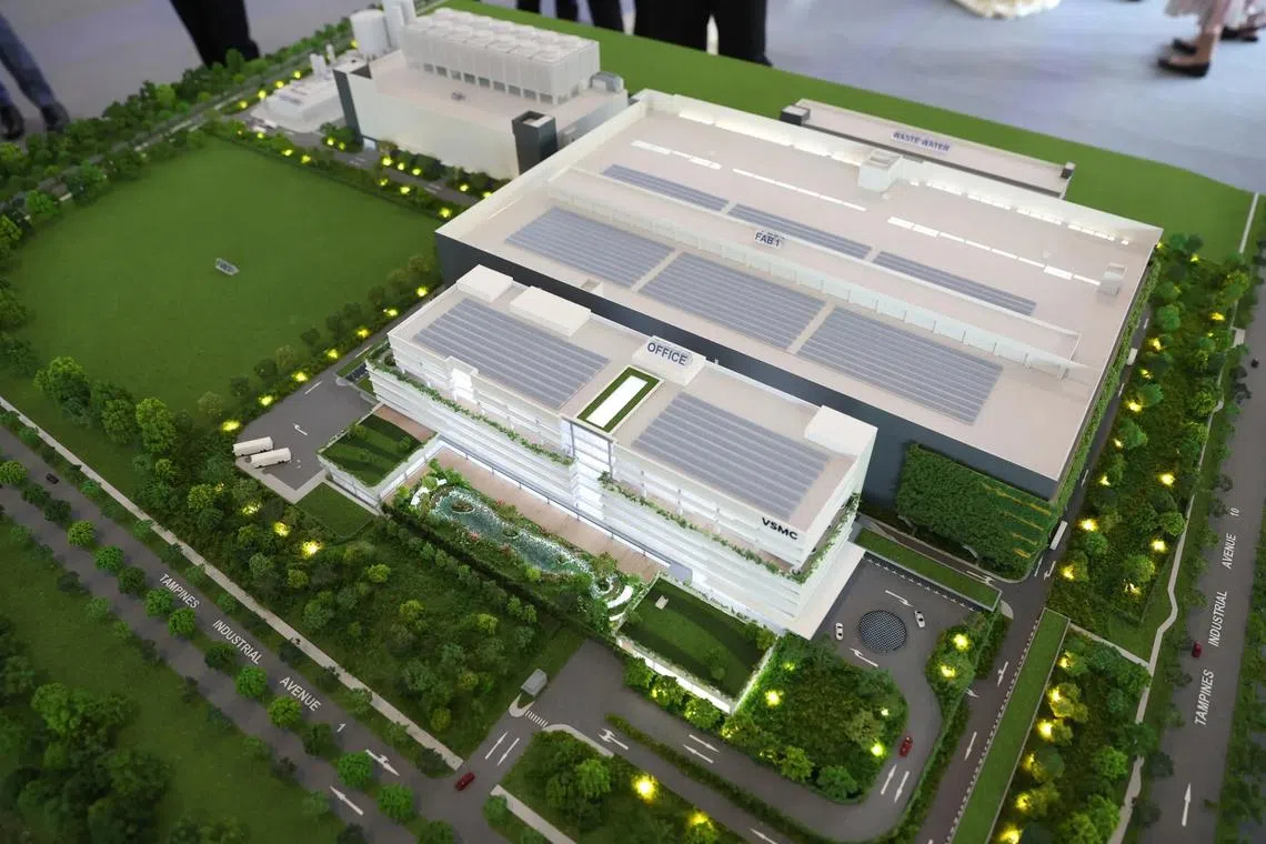 A model of the NXP-VIS joint venture's 300mm semiconductor wafer manufacturing facility during its groundbreaking ceremony in Singapore on Wednesday (Dec 4).