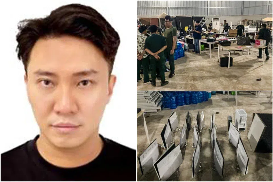 Singaporean Ng Wei Liang (left) allegedly led a gang that ran a major scam operation in Cambodia. Police raided several of the group's locations in September.
