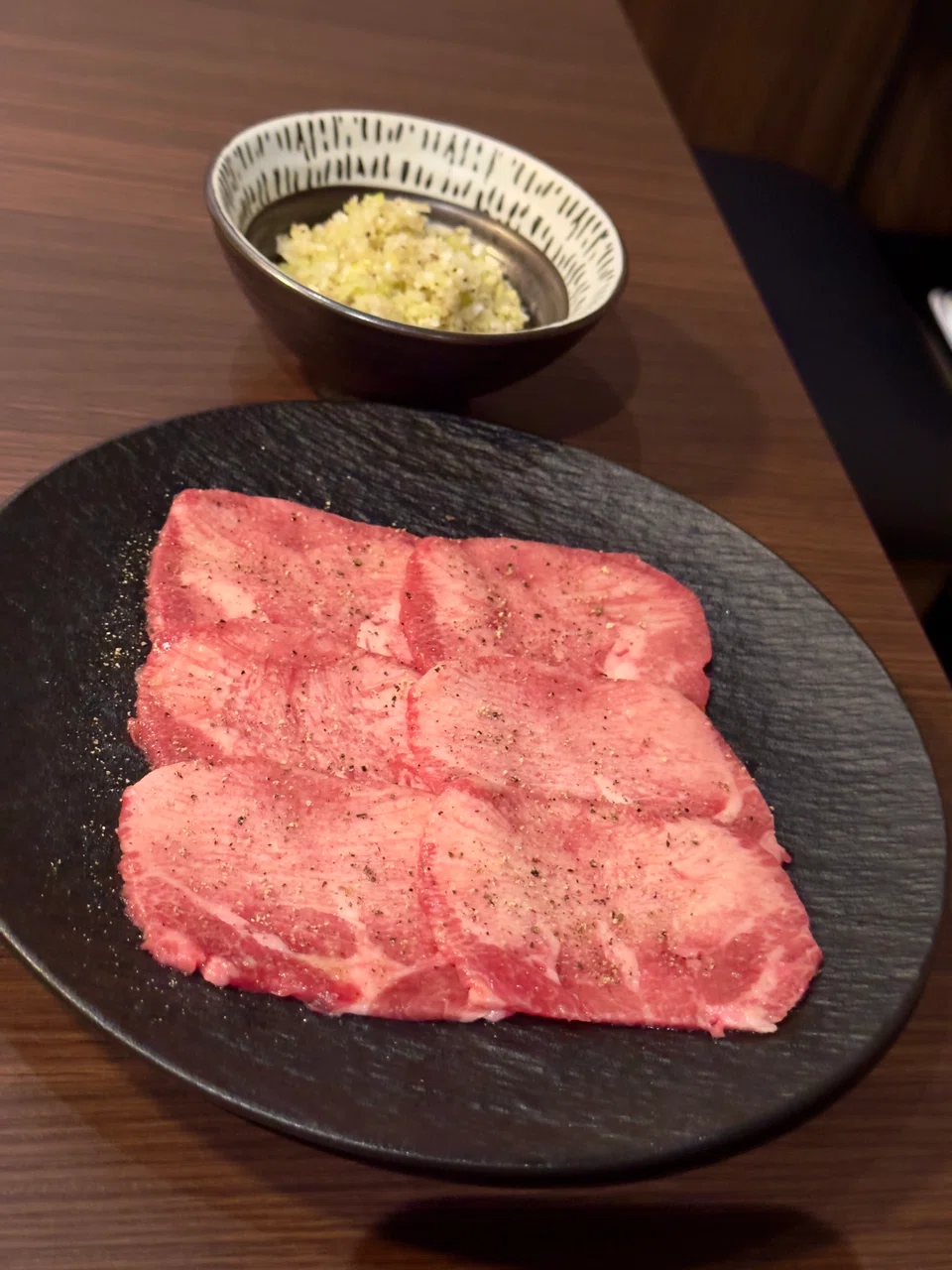 Beef tongue wrapped with chopped leeks.