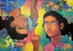 Sophia Foo's vivid and heartfelt painting "Connection" is a previous winner of the 13-19 Art Prize. 