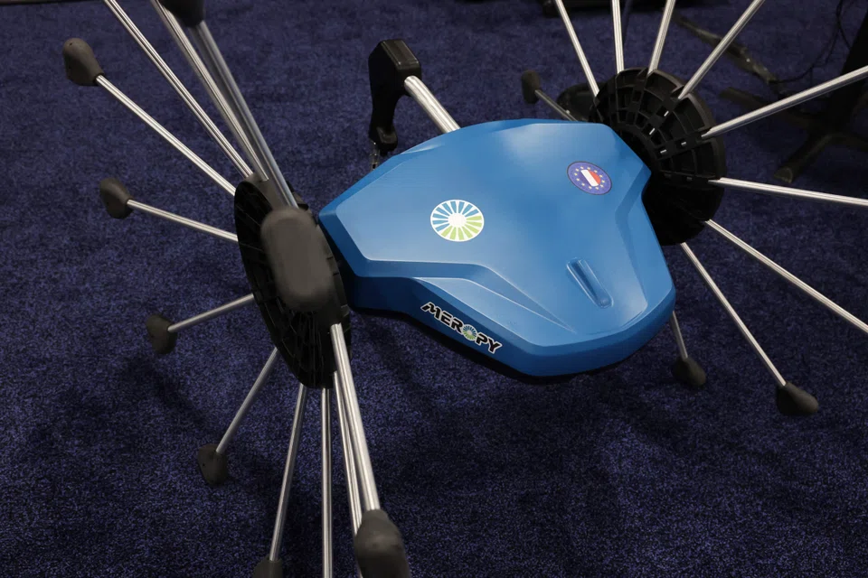 The SentiV, an agricultural scouting robot, by Meropy, on display during  at CES 2023 on Jan 3, 2023 in Las Vegas, Nevada. 