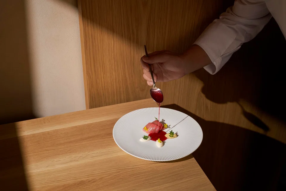 Chutoro and smoked tofu cream.