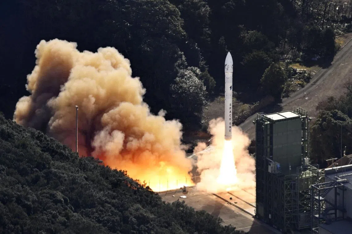 Japan's Space One's small, solid-fueled Kairos rocket lifts off at Space One's launching pad on the tip of Kii peninsula in Kushimoto, Japan, Dec 18, 2024.