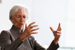 European Central Bank President Christine Lagarde said tensions between Europe and the US will hasten European integration.