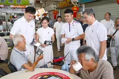 From left: PAP candidates for Bishan-Toa Payoh GRC Chee Hong Tat, Elysa Chen, Cai Yinzhou and Saktiandi Supaat at a walkabout at Toa Payoh Lorong 7 market. The quartet secured 75.21% of the vote.