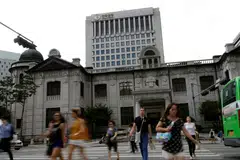 The Bank of Korea held its key policy rate at 3.50 per cent, as expected by all 49 economists polled by Reuters.