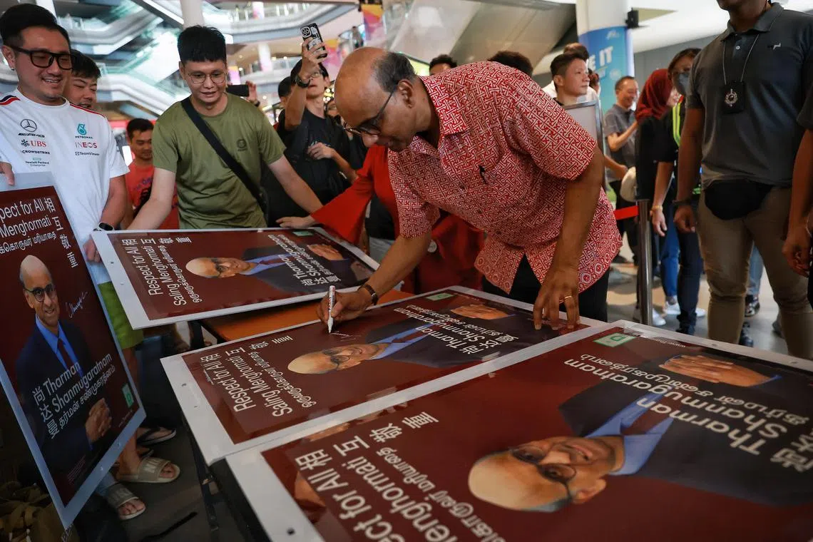 President Tharman Shanmugaratnam spent most of his election expenses on non-online election advertising, including posters and banners.