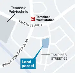 The plot in Tampines has a site area of 22,488.9 sq m and a maximum gross floor area of 56,223 sq m. It could yield 560 housing units.