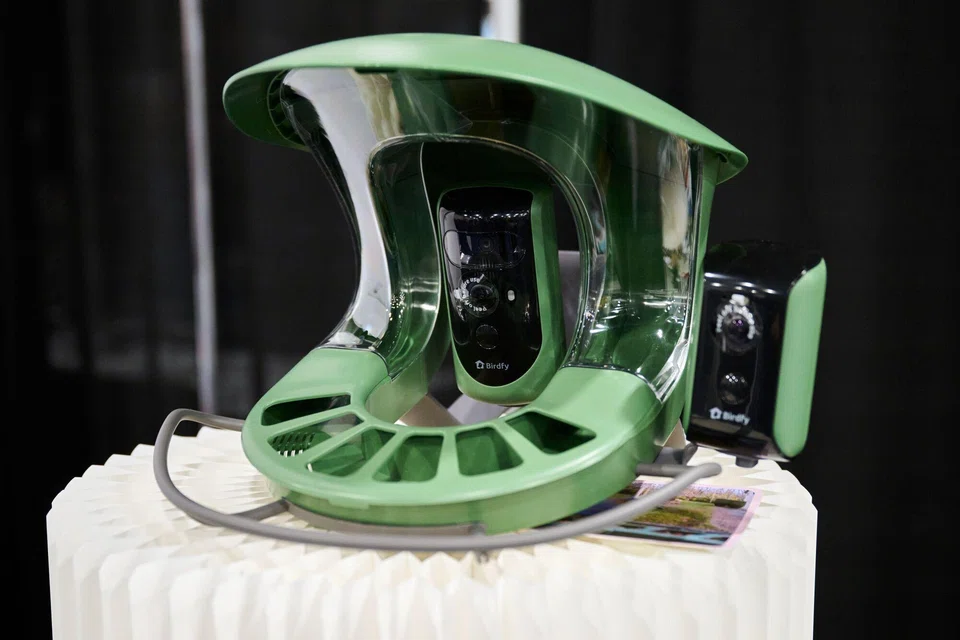 The Birdfy Feeder 2 Pro smart bird feeder, with primary purpose to capture high-definition footage of birds and use AI to identify them, displayed during the 2026 CES.