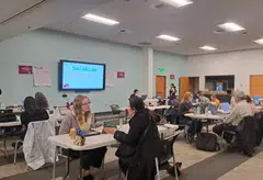Volunteers gathered in a room in the Seattle Labor Temple to call voters in swing states leading up to the US Presidential Election on Nov 5.