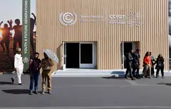 The Sharm el-Sheikh International Convention Centre, on the first day of the COP27 climate summit, in Egypt's Red Sea resort city, on Nov 6.