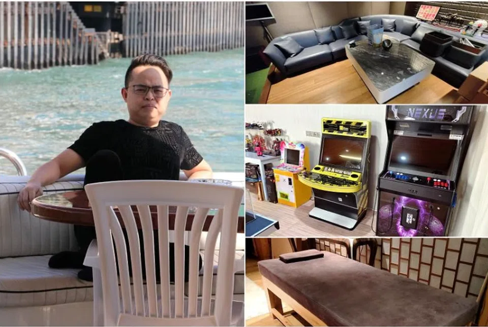 Su Binghai's home in Jalan Asuhan features a KTV lounge, arcade game machines, a dedicated massage room, and 10 large safes.